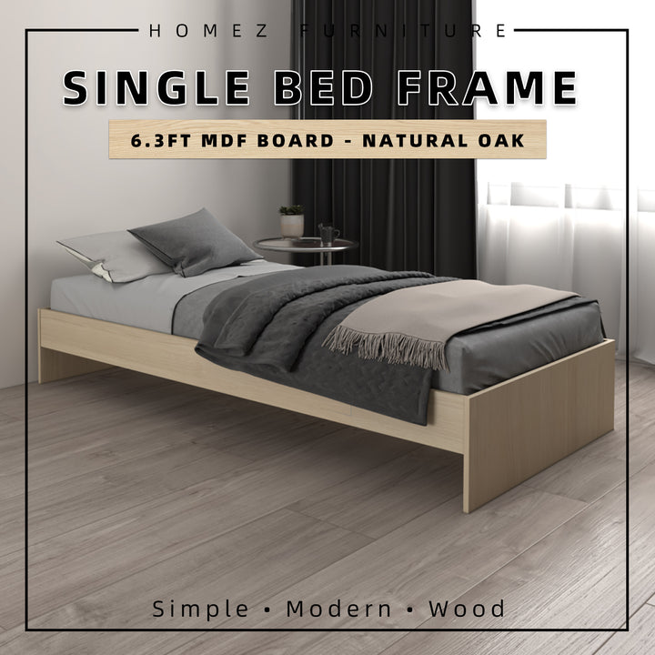 Homez Wooden Single / Queen Bed Frame Single hard bed frame board bedroom Minimalist - White 8002/8003