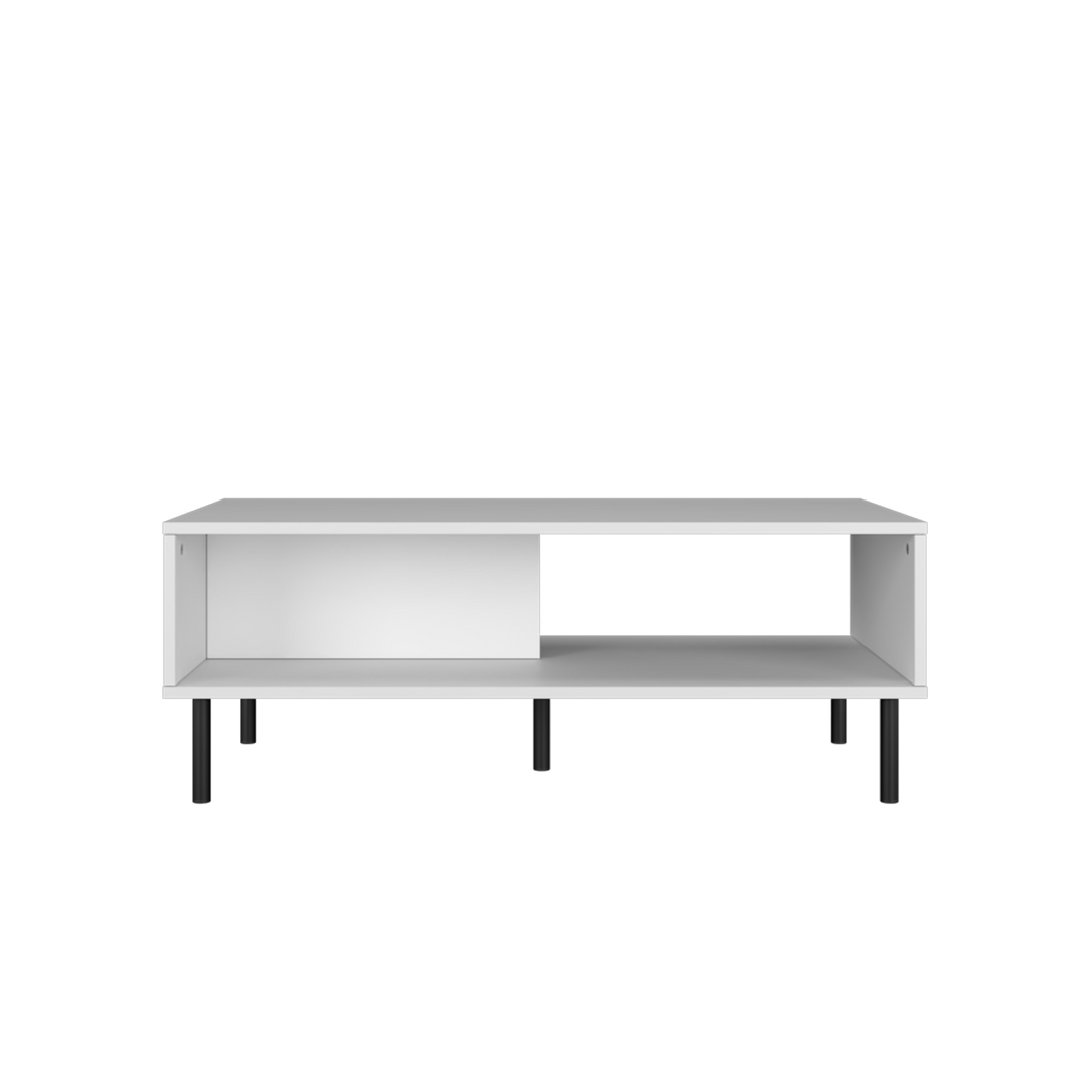 Homez 3.5Ft Coffee Table Living Room With Open Storage Side Table Design PVC Leg white - 2909