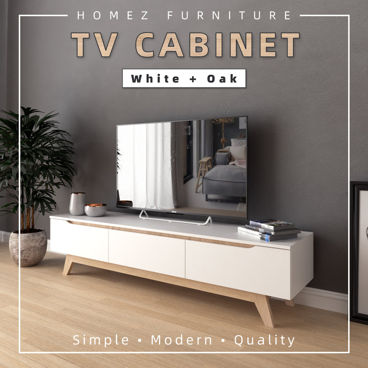 Homez 4FT / 5FT / 6FT TV Cabinet wooden TV Console living room Minimalist with PVC Leg white- 5914/5916/5926