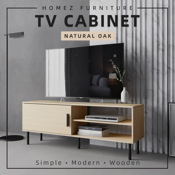 Homez 4FT / 5FT / 6FT TV Cabinet wooden TV Console living room Minimalist with PVC Leg white- 5914/5916/5926