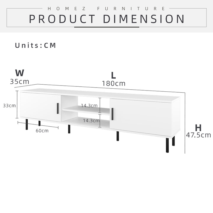 Homez 4FT / 5FT / 6FT TV Cabinet wooden TV Console living room Minimalist with PVC Leg white- 5914/5916/5926